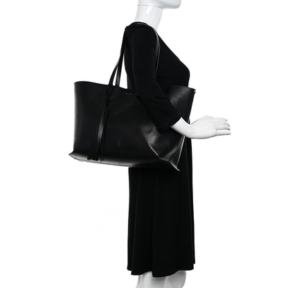 Saint Laurent Vintage Calfskin Perforated East West Shopping Tote Black 2 of 21