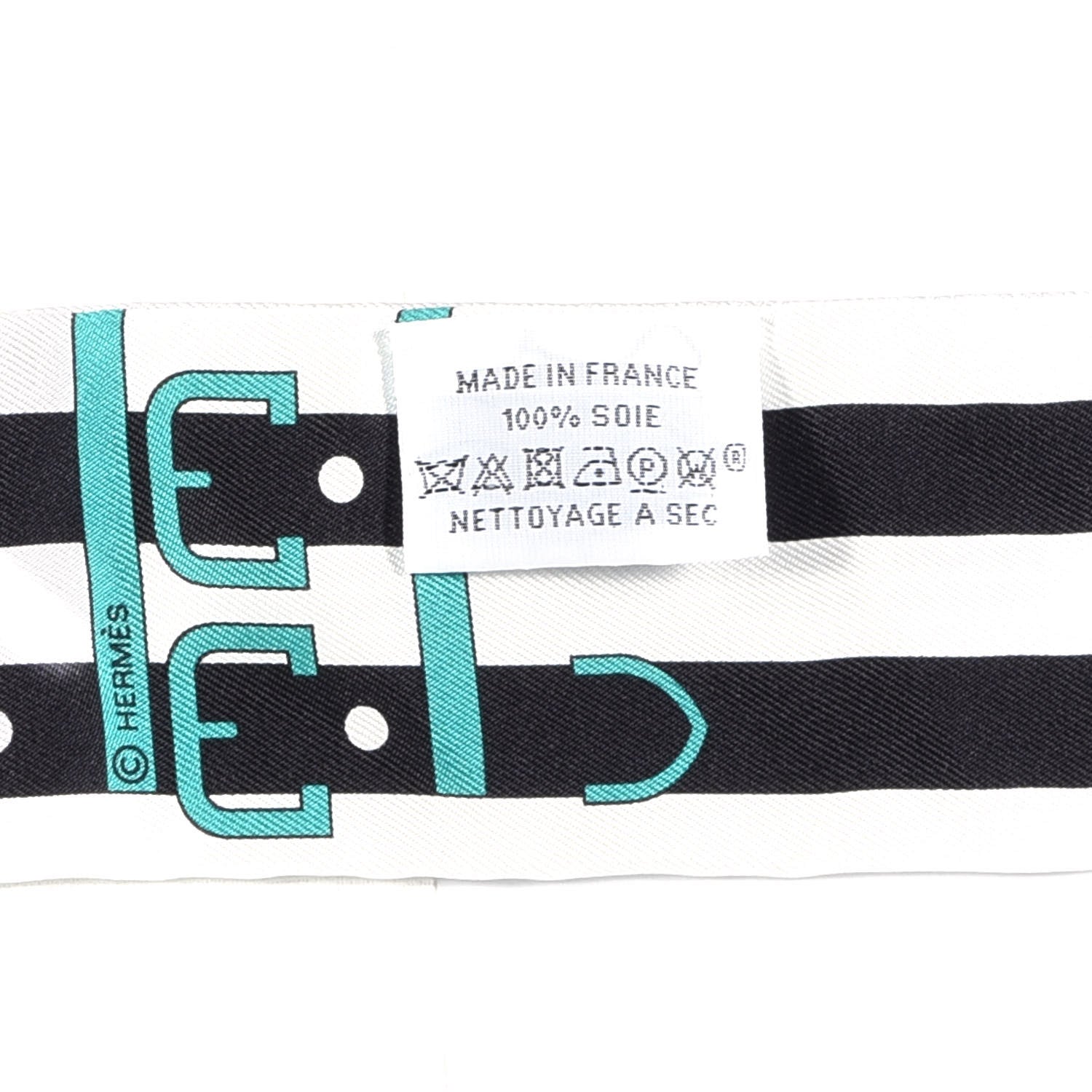 Hermes Silk Rocabar Twilly White Gris Perle Menthe 4 of 4