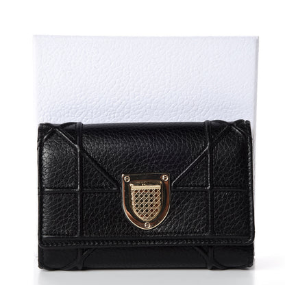 Christian Dior Grained Calfskin Cannage Diorama Elancee Wallet Black 7 of 7