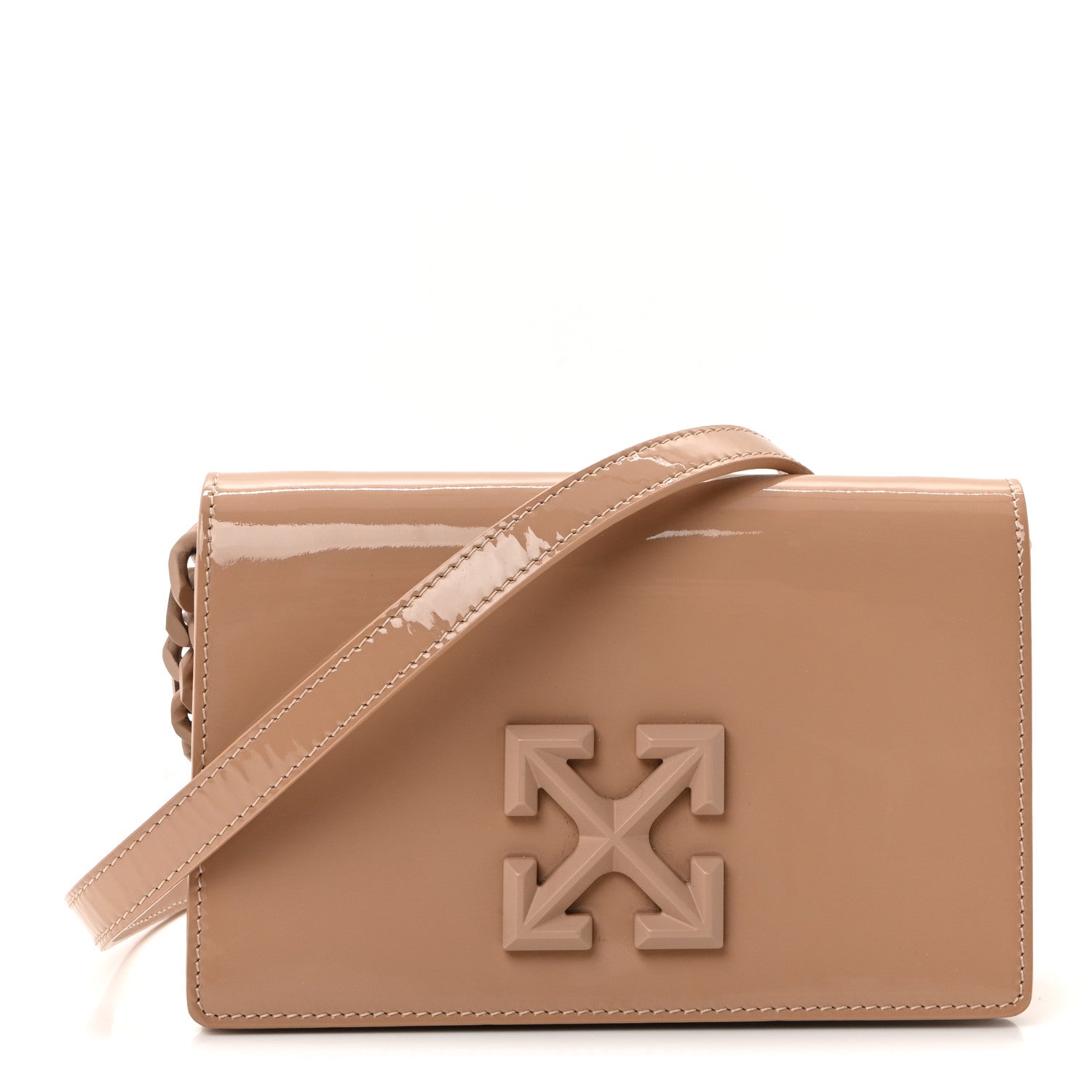 Off-White OFF WHITE Patent Jitney 0.5 Crossbody Bag Nude 1 of 9