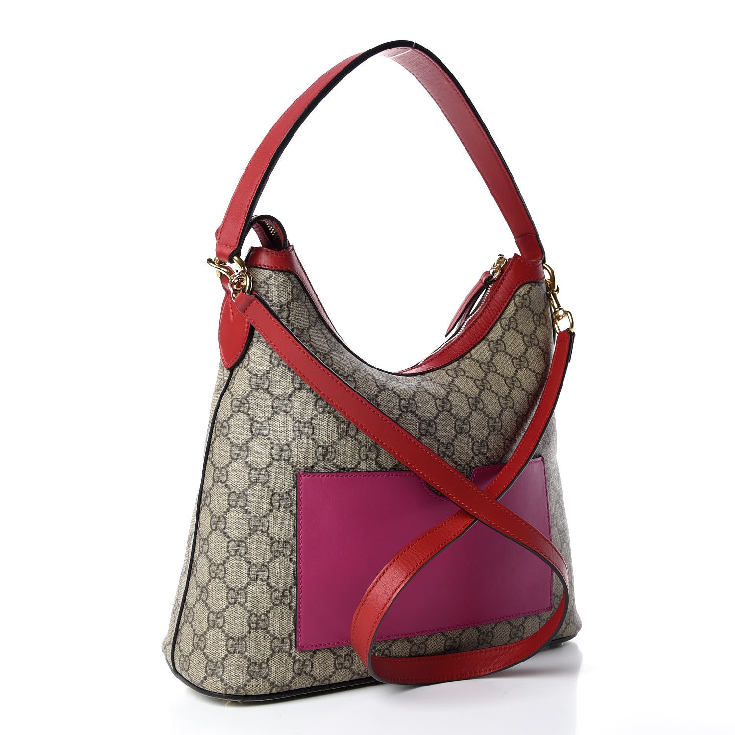 Gucci GG Supreme Monogram Linea A Hobo Red 3 of 14