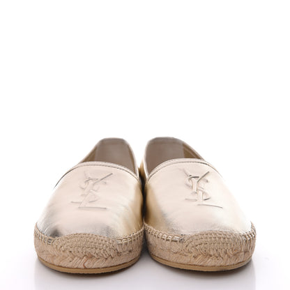 Saint Laurent Metallic Lambskin Monogram Espadrilles 38.5 Gold 2 of 11