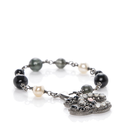 Chanel Ruthenium Beaded CC Bracelet Black 1 of 5