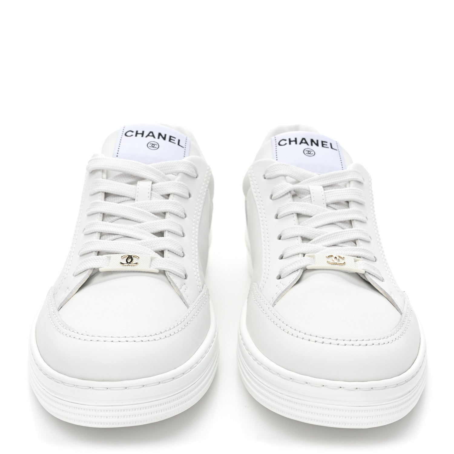 Chanel Calfskin Womens CC Logo Sneakers 38 White 2 of 9