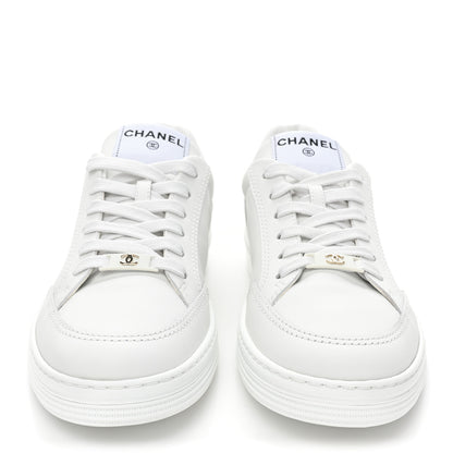 Chanel Calfskin Womens CC Logo Sneakers 38 White 2 of 9