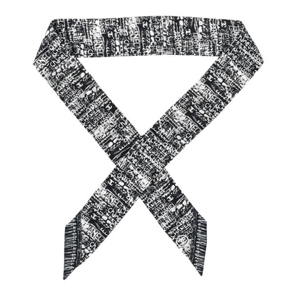 Chanel Silk Logo Slim Bandeau Scarf Black White 1 of 3