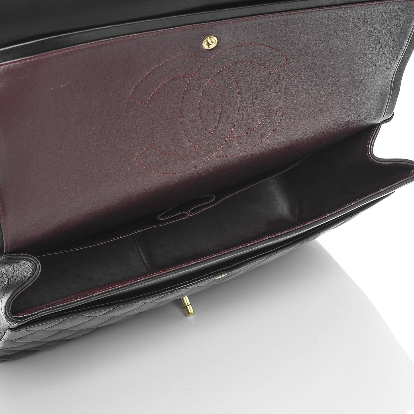 Lambskin Quilted Maxi Double Flap Black