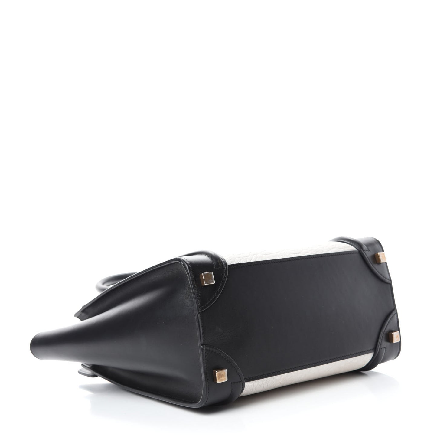 Shrunken Lambskin Micro Bi-Color Luggage Black White