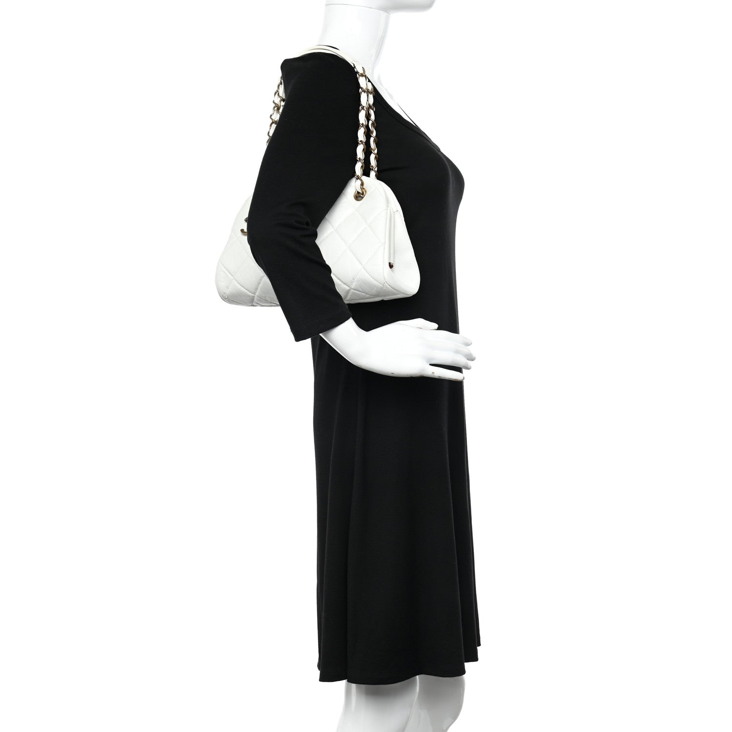 Chanel Aged Calfskin Small Just Mademoiselle Bowling Bag White 2 of 13