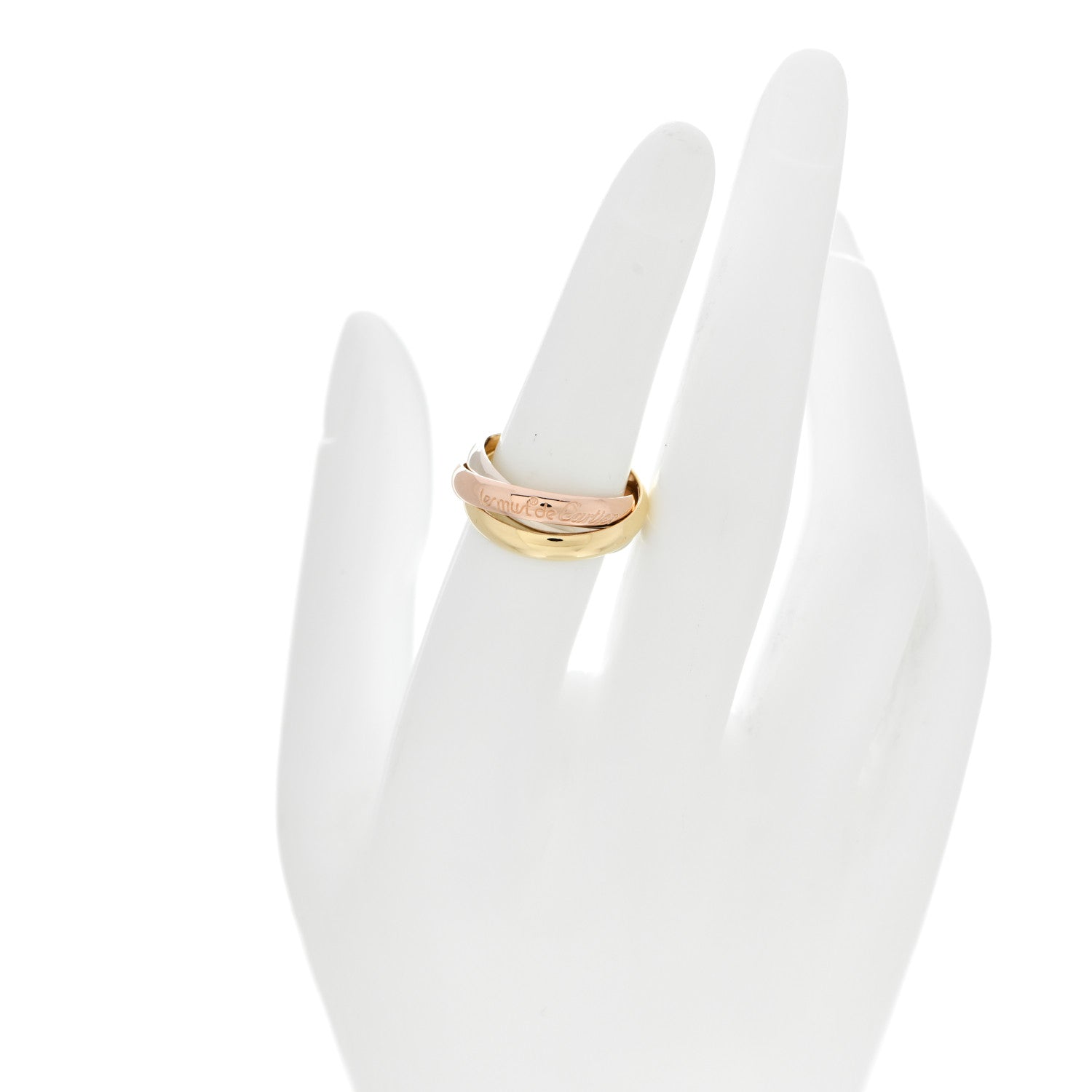 Cartier 18K Pink Yellow White Gold Classic Les Must De Cartier Trinity Ring 53 6.25 2 of 5