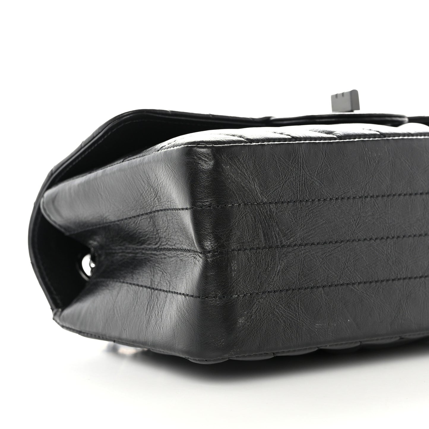 Aged Calfskin Chevron Quilted 2.55 Reissue Mini Flap So Black