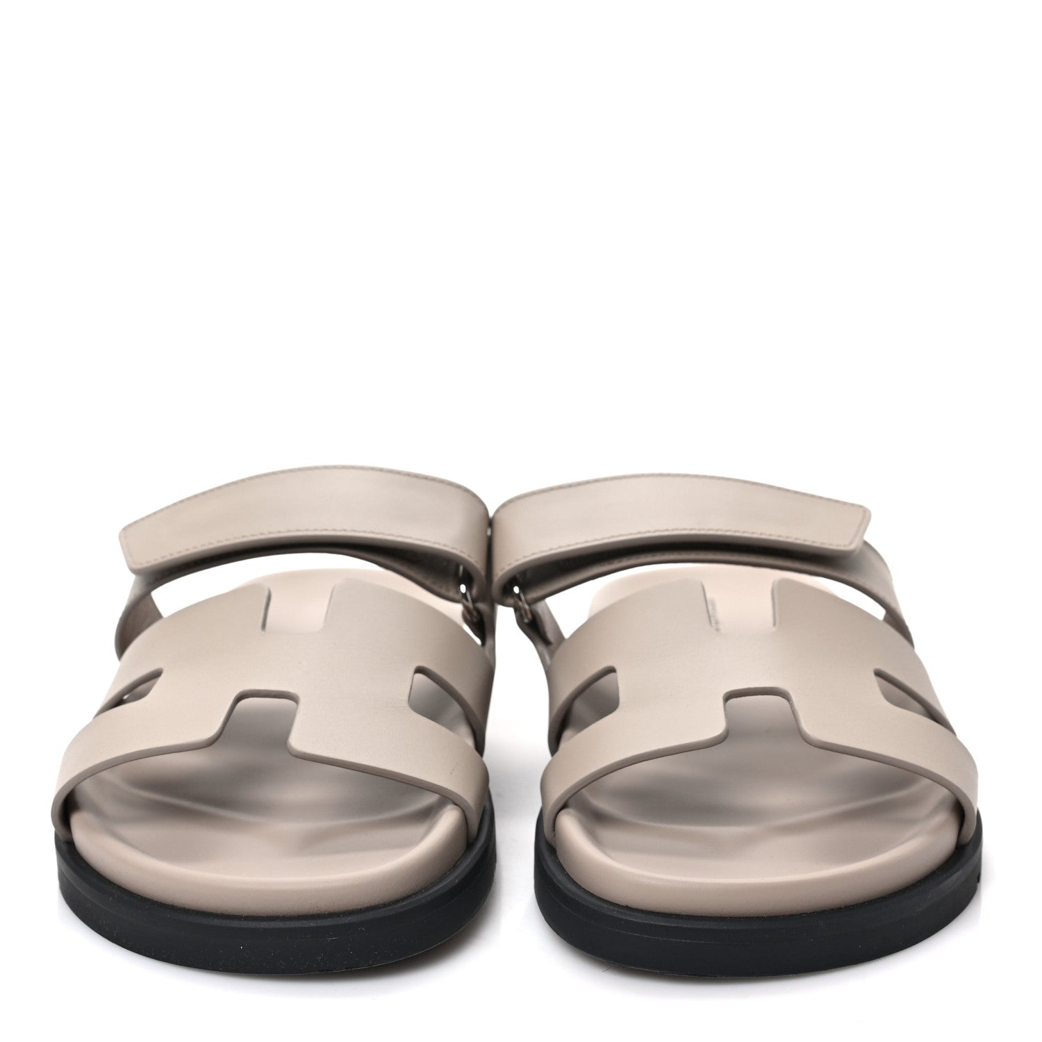 Hermes Calfskin Womens Chypre Sandals 37.5 Beige Mastic 2 of 10