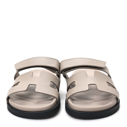 Hermes Calfskin Womens Chypre Sandals 37.5 Beige Mastic 2 of 10