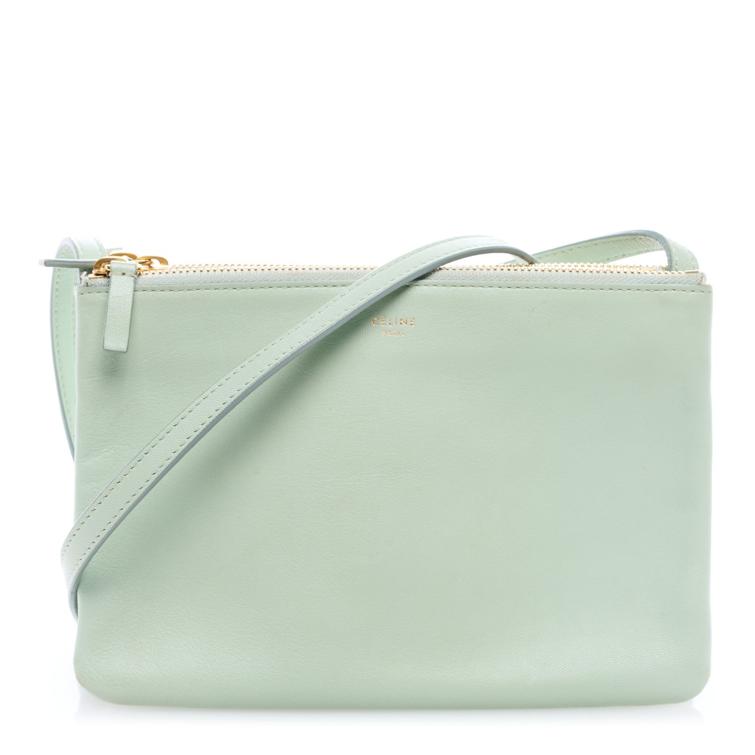 Celine Lambskin Small Trio Crossbody Bag Jade 1 of 10