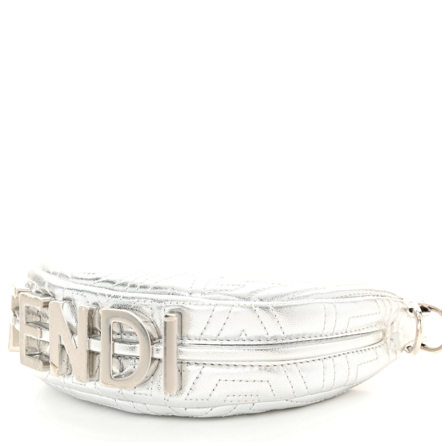 Fendi X MARC JACOBS Laminated Craquele Lambskin Nano Fendigraphy Hobo Charm Argento 10 of 11