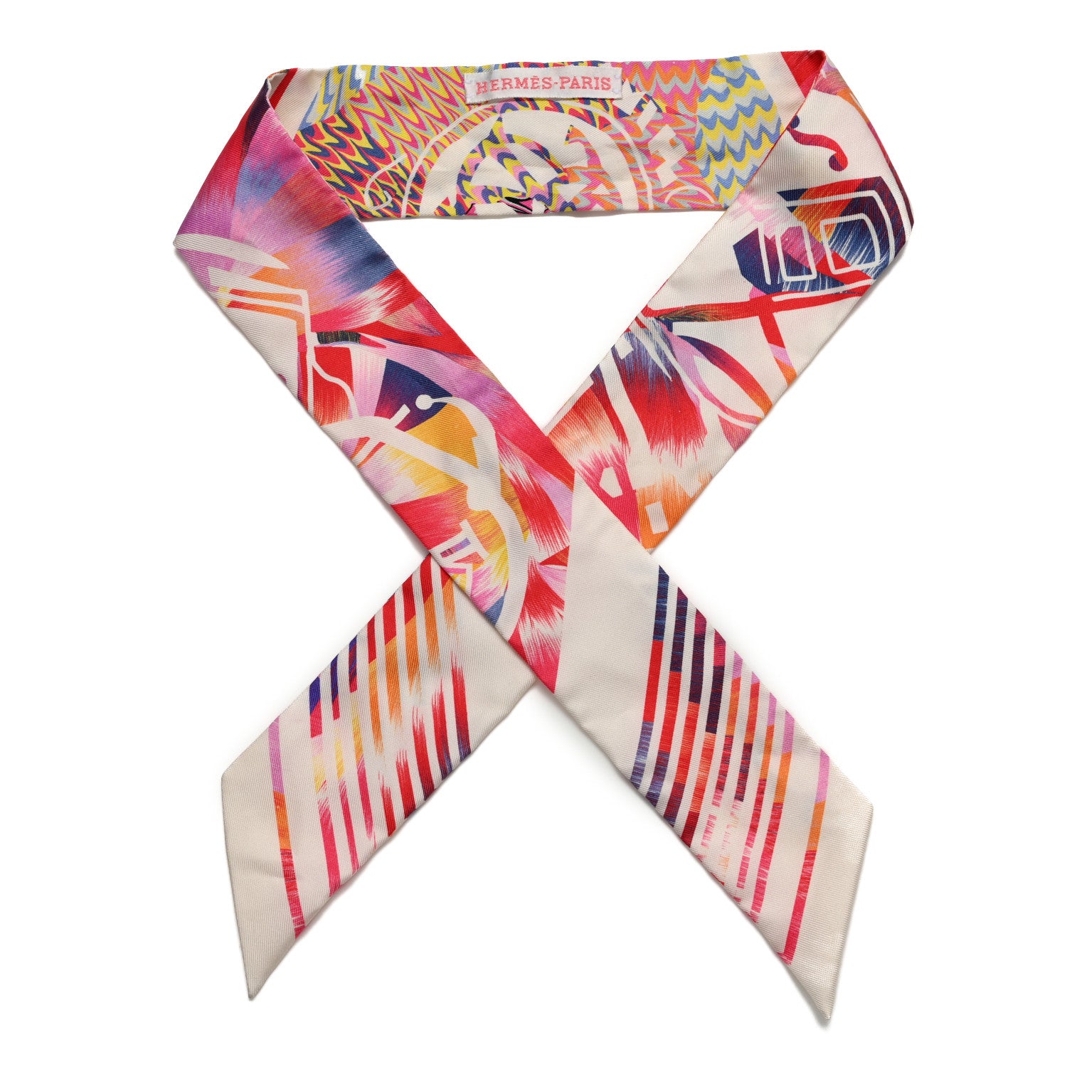 Hermes Silk Ex-Libris Marble Twilly Rose White Bleu 1 of 5