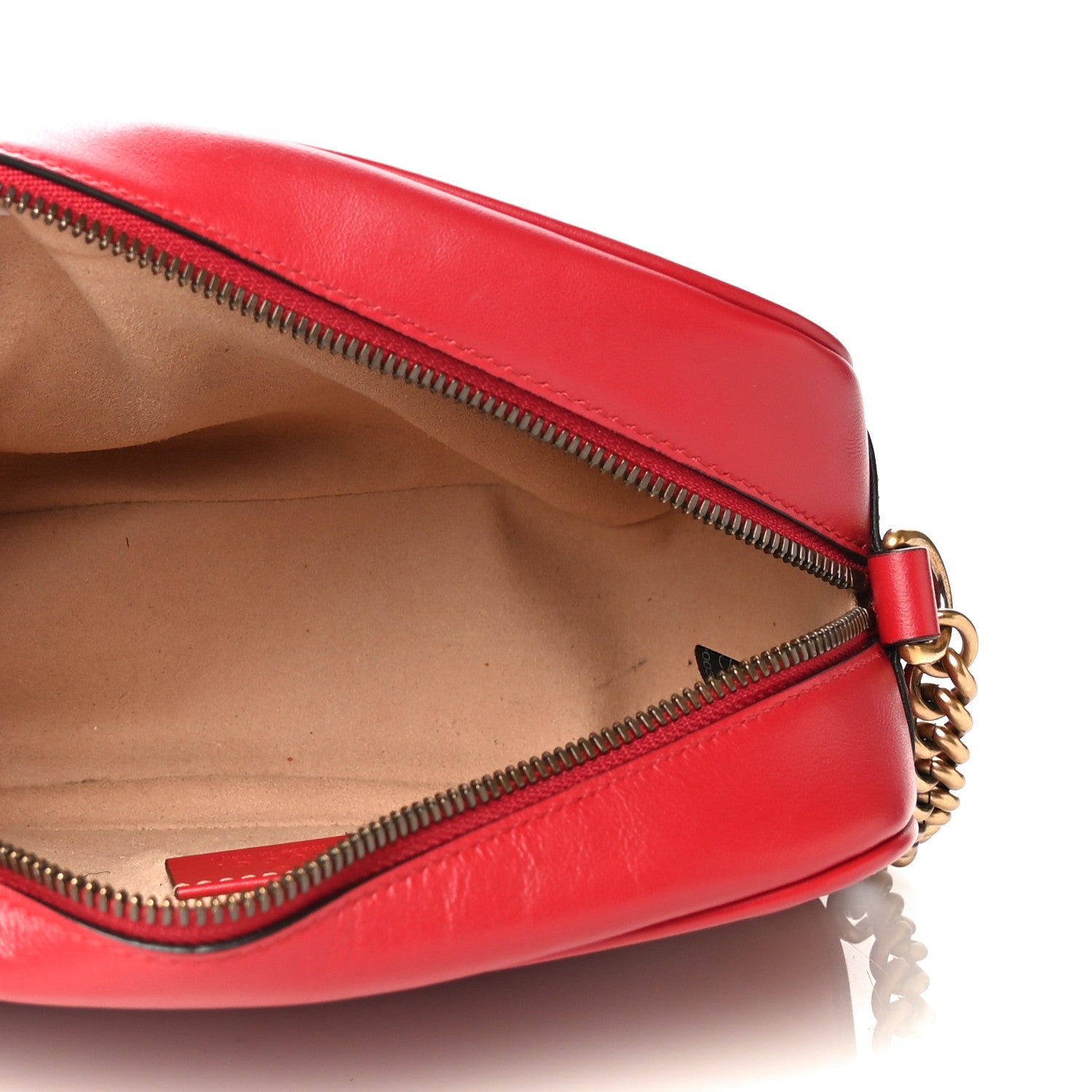 Gucci Calfskin Matelasse Small GG Marmont Chain Shoulder Bag Hibiscus Red 5 of 10