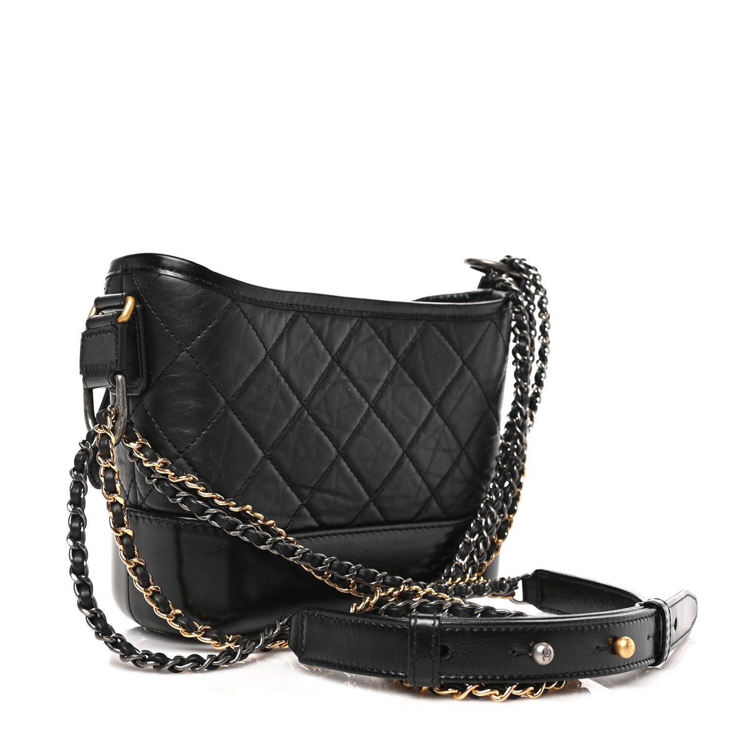 Chanel Aged Calfskin Quilted Small Gabrielle Hobo Black 3 of 9