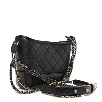 Chanel Aged Calfskin Quilted Small Gabrielle Hobo Black 3 of 9