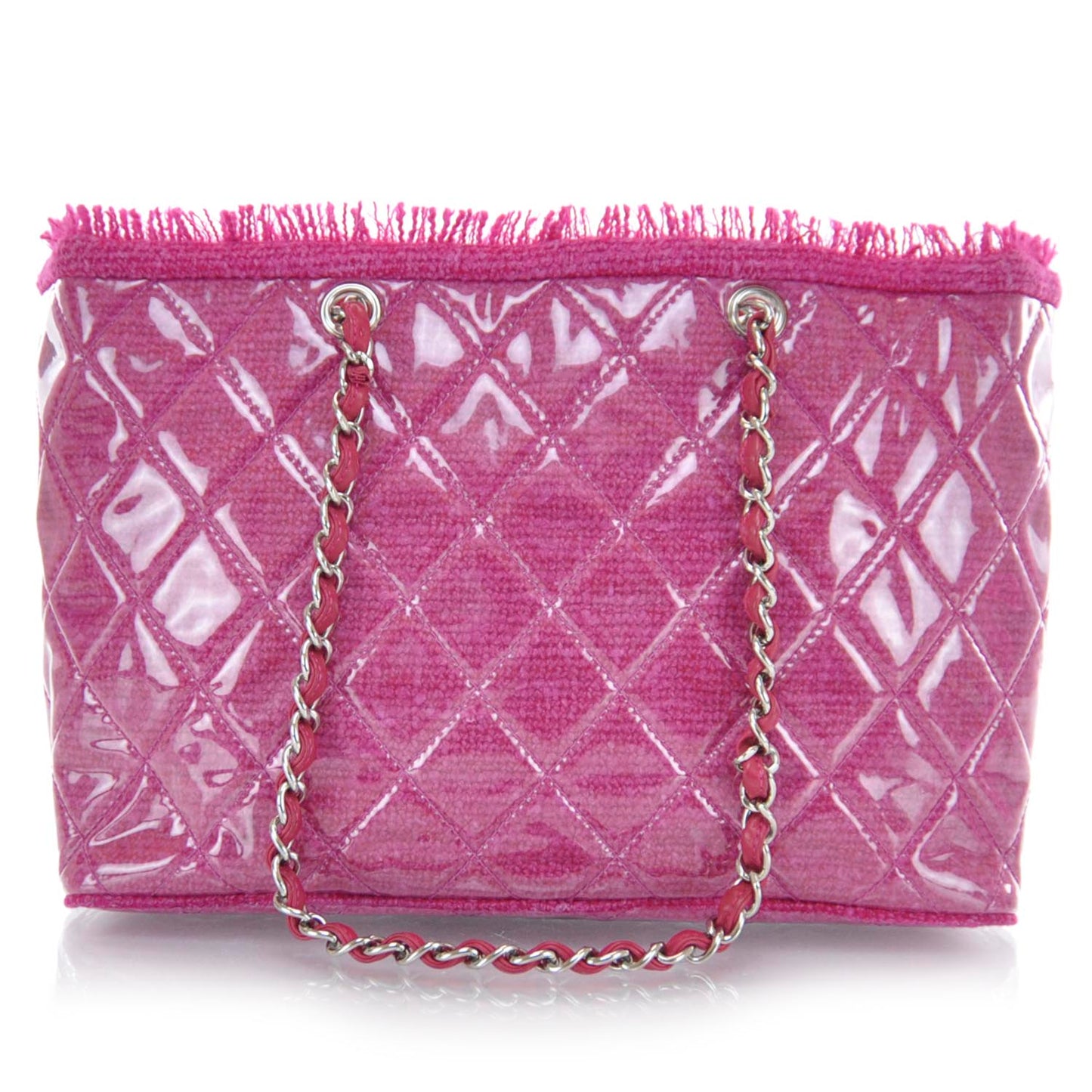 Vinyl Quilted Funny Tweed Tote Fuchsia