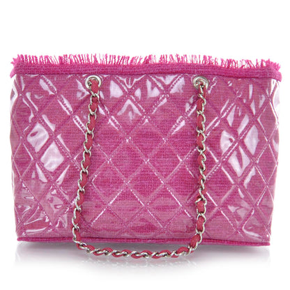 Chanel Vinyl Quilted Funny Tweed Tote Fuchsia 3 of 10