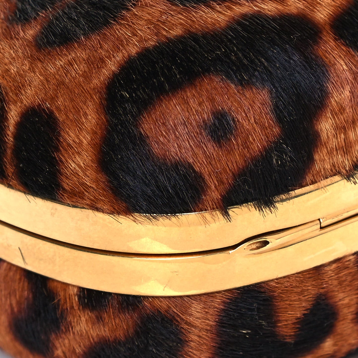 Calf Hair Leopard Print Skull Box Clutch
