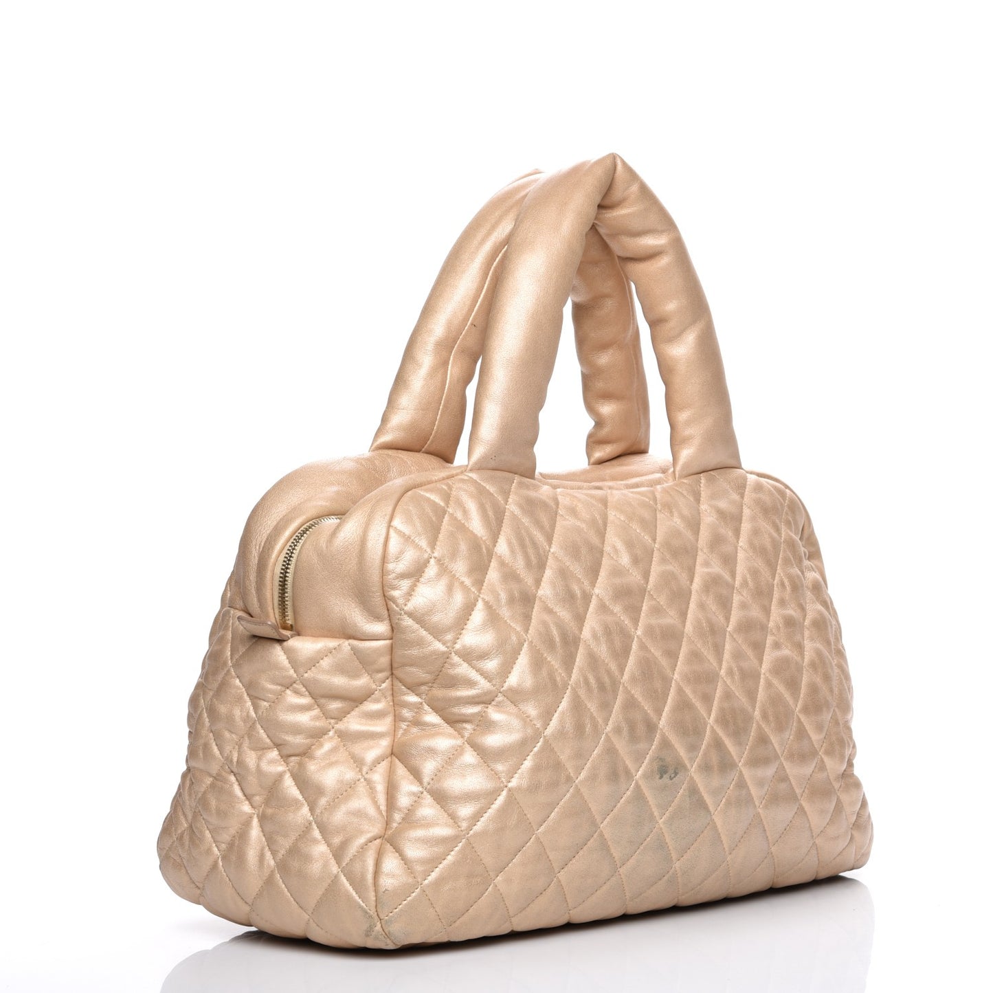 Metallic Lambskin Coco Cocoon Bowler Light Gold
