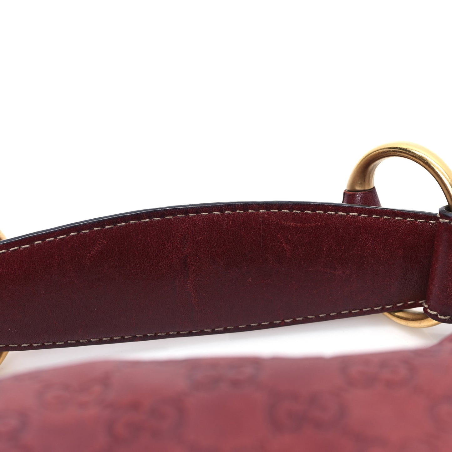 Guccissima Medium Horsebit Chain Hobo Red