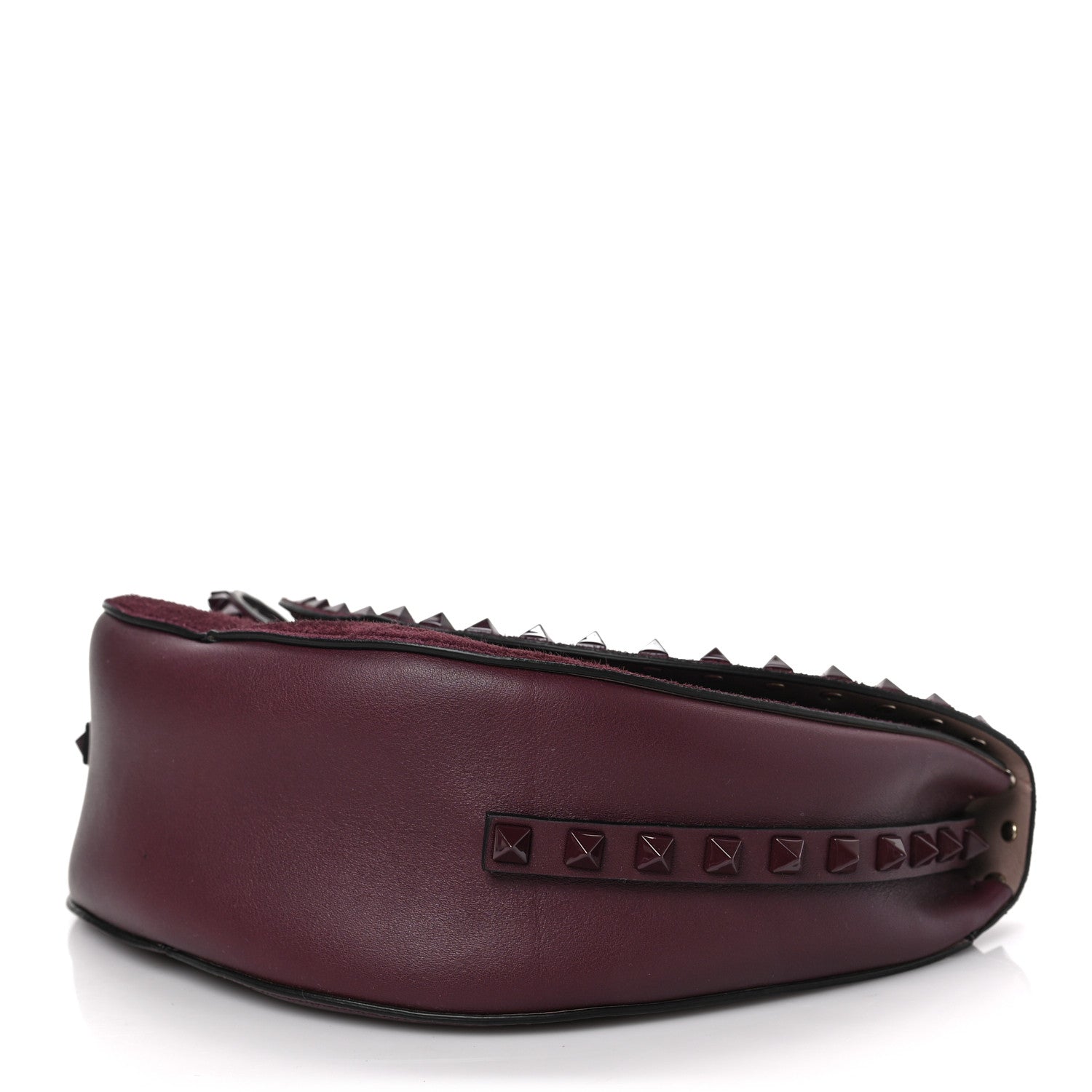 Valentino Garavani Suede Calfskin Rockstud Halfmoon Saddle Bag Rubin 8 of 8