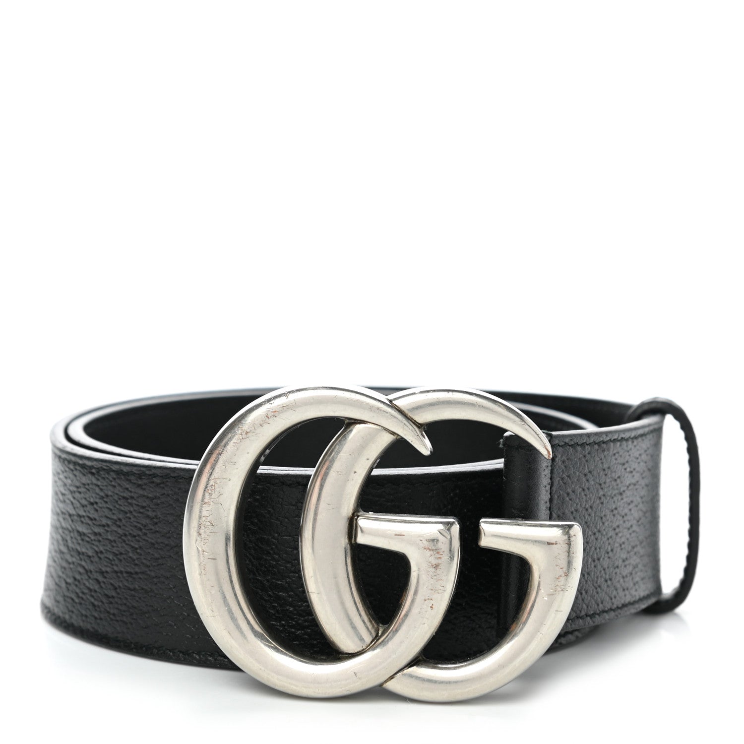 Gucci Textured Dollar Calfskin Nickel Double G 40mm Belt 70 28 Black 1 of 6