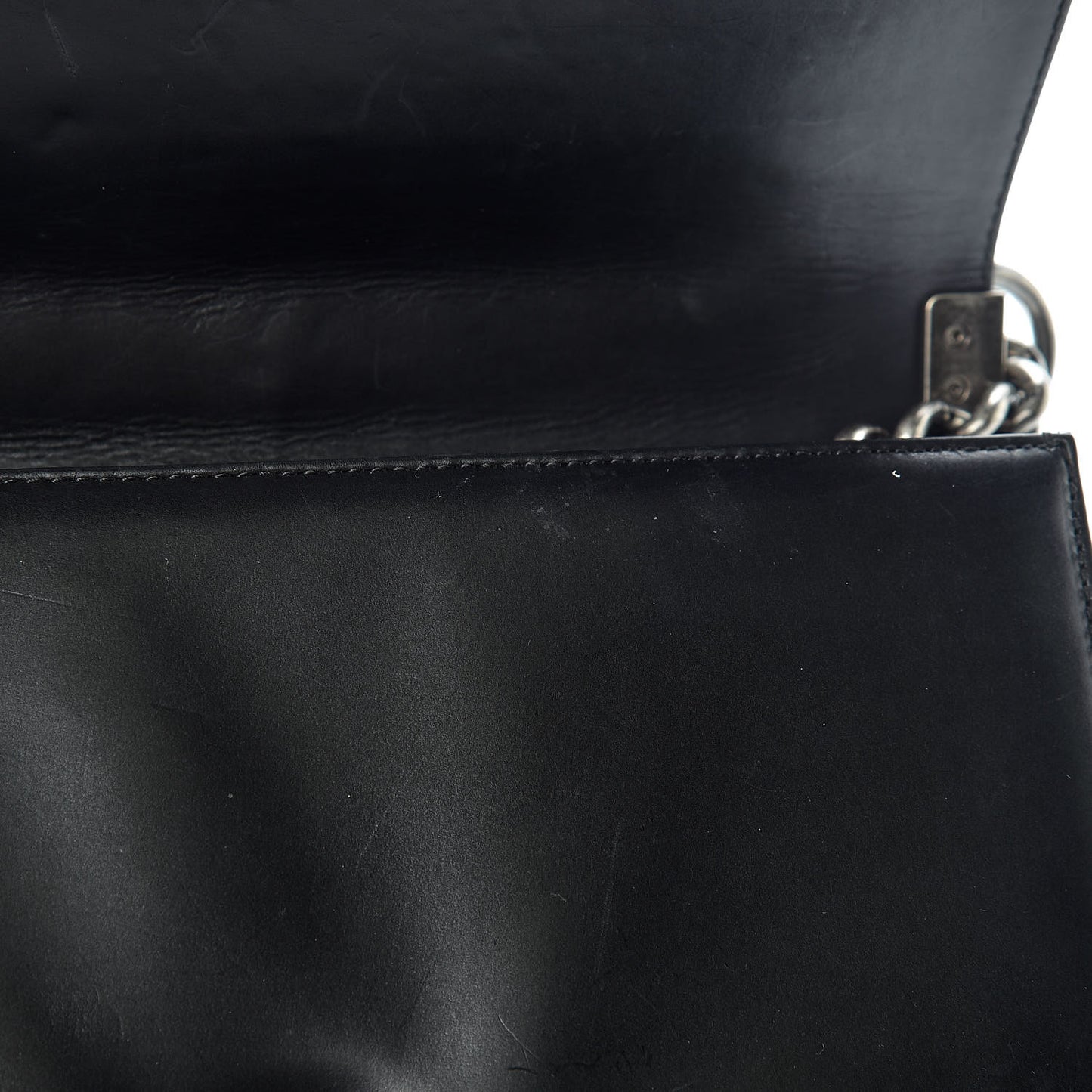 Glazed Calfskin Medium Boy Flap Black