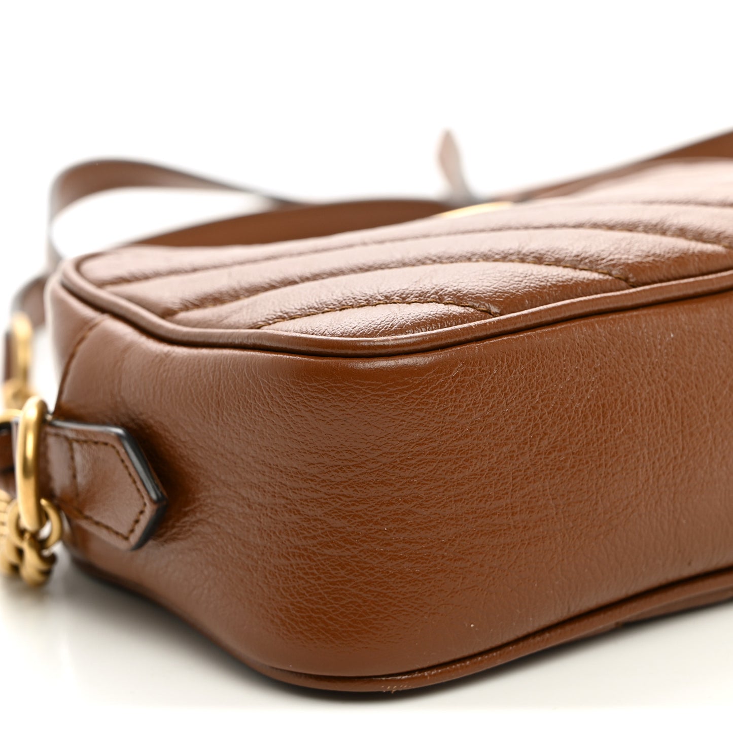 Glazed Calfskin Matelasse Diagonal Mini GG Marmont Chain Shoulder Bag Cuir