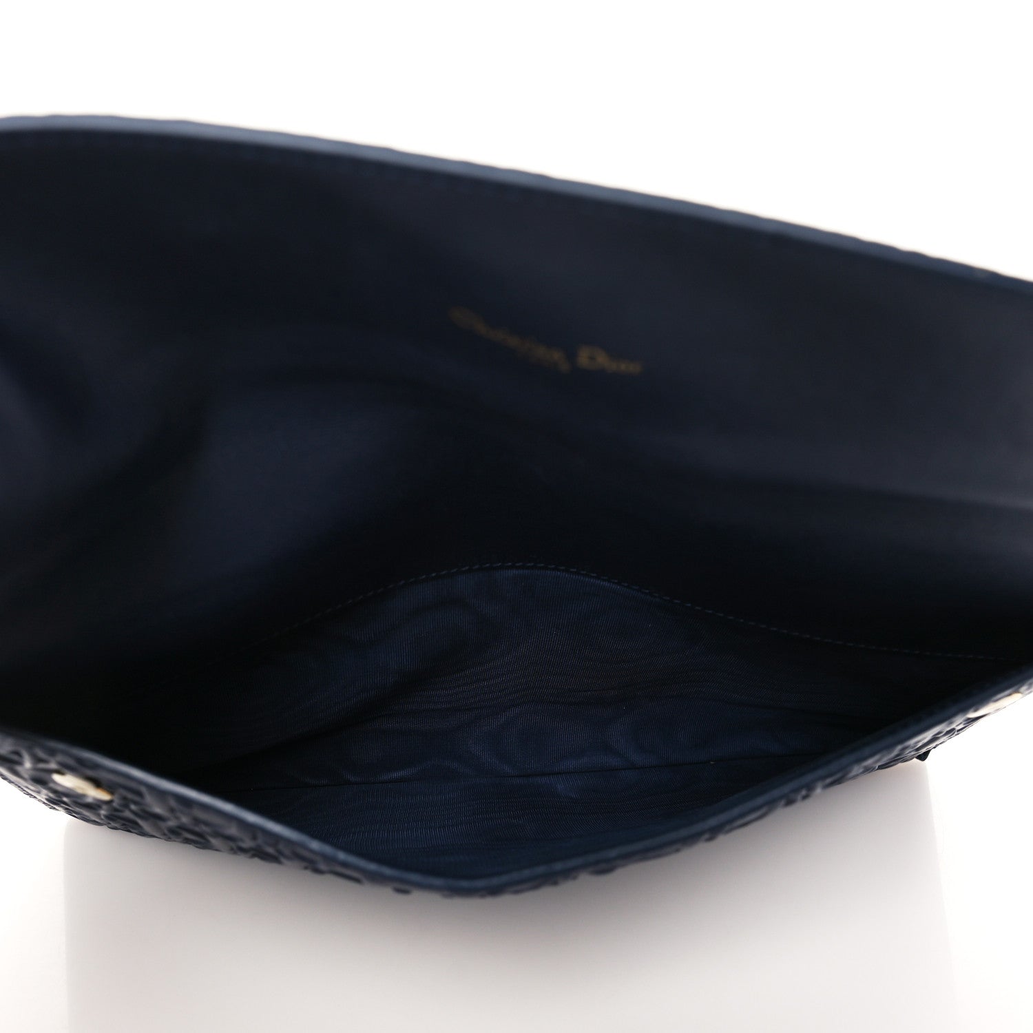 Christian Dior Calfskin Embossed Oblique Clutch Navy 5 of 6