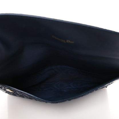 Christian Dior Calfskin Embossed Oblique Clutch Navy 5 of 6