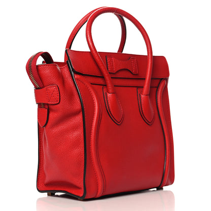 Celine Drummed Calfskin Micro Luggage Red 2 of 9