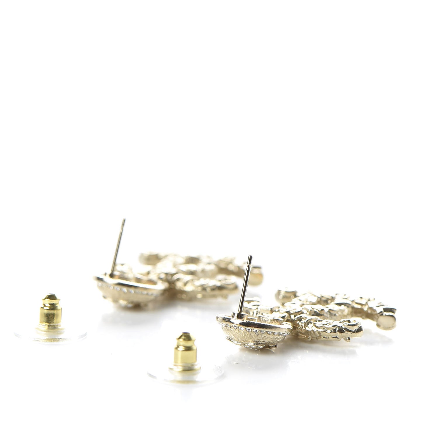 Crystal CC Drop Earrings Gold