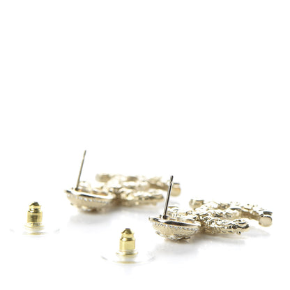 Chanel Crystal CC Drop Earrings Gold 3 of 5