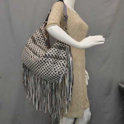 Marc Jacobs Woven Leather Boho Fringe Hobo 2 of 7