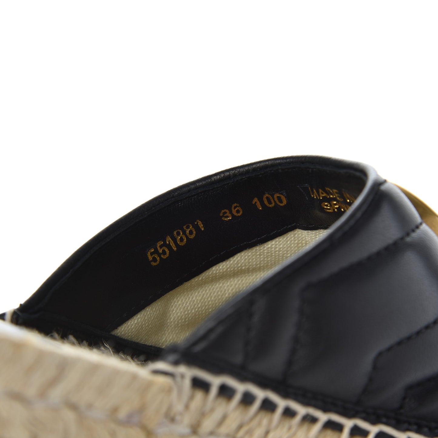 Nappa Matelasse GG Marmont Espadrille Slippers 36 Black