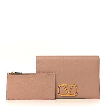 Valentino Garavani Grainy Calfskin Vlogo Signature Pouch Rose Cannelle 1 of 7