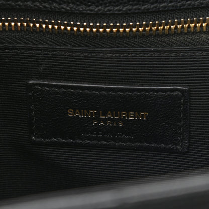 Saint Laurent Grain De Poudre Matelasse Chevron Monogram Shopping Bag Black 6 of 11