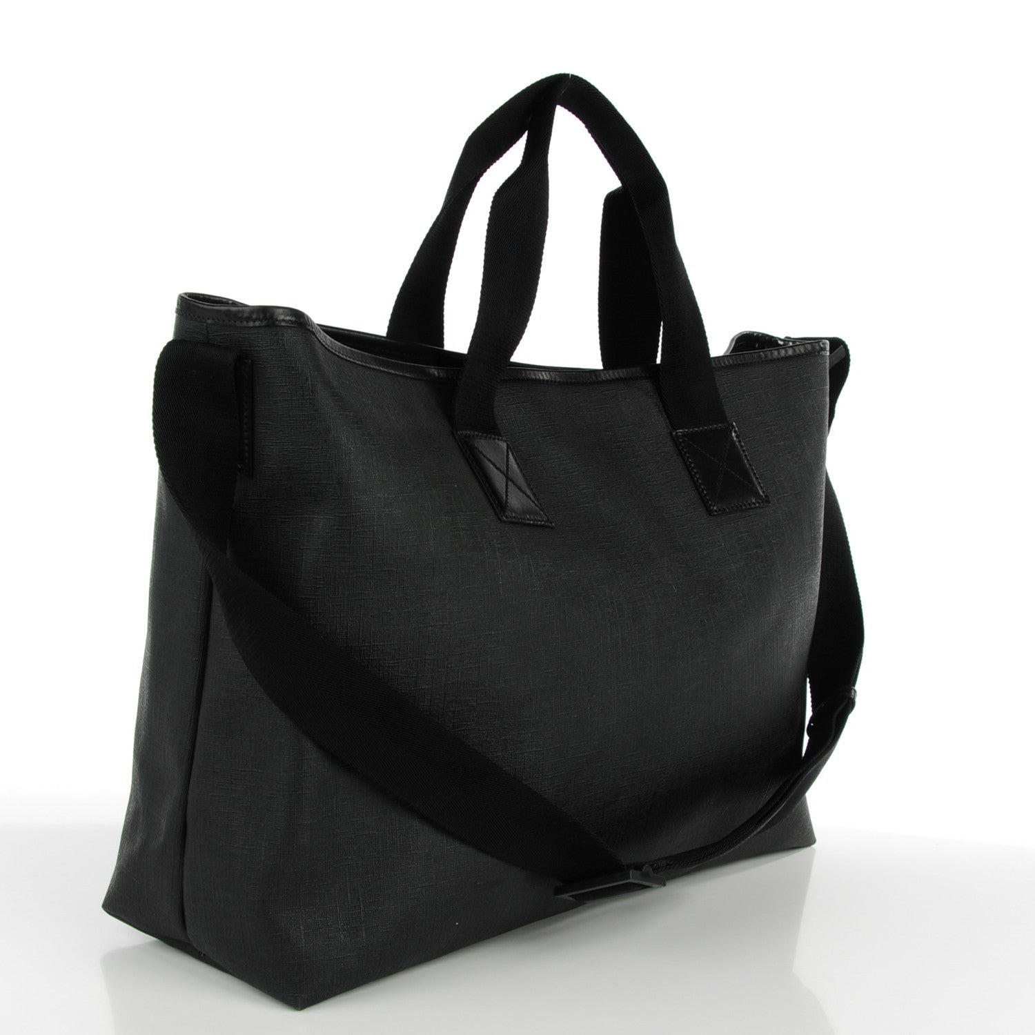 Gucci Coated Canvas Large Trademark Logo Travel Tote Black 3 of 7