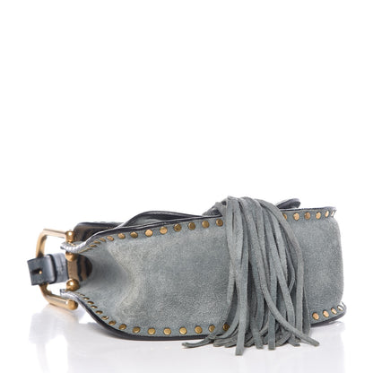 Chloe Suede Calfskin Braided Mini Hudson Shoulder Bag Cloudy Blue 4 of 7