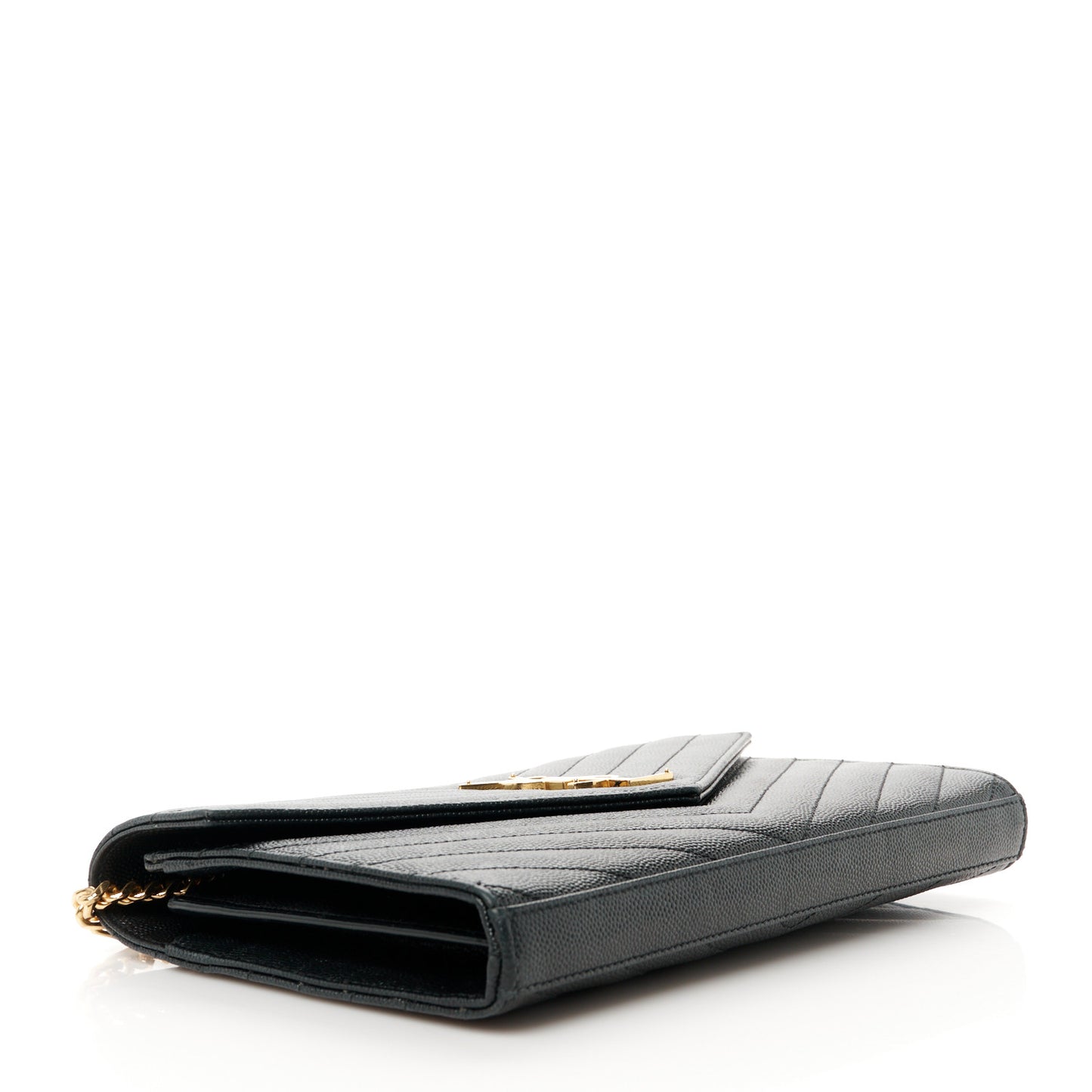 Grain De Poudre Matelasse Chevron Monogram Chain Wallet Black