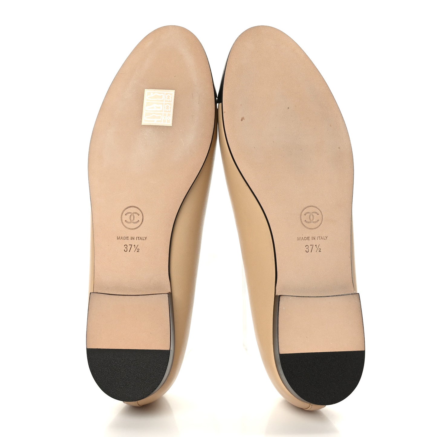 Lambskin Cap Toe CC Ballerina Flats 37.5 Beige Black