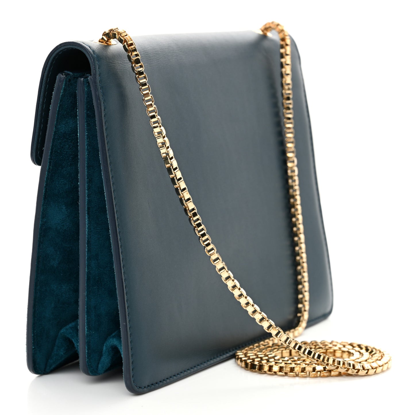 Calfskin Suede Thalia Flap Shoulder Bag Blue