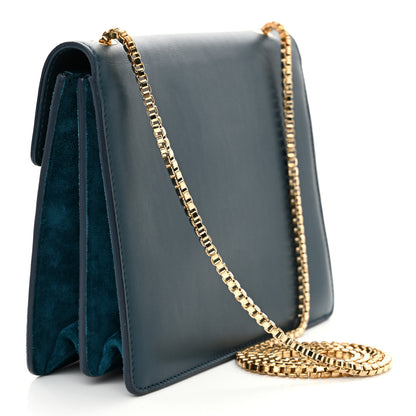 Salvatore Ferragamo Calfskin Suede Thalia Flap Shoulder Bag Blue 3 of 12