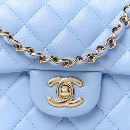 Chanel Lambskin Quilted Mini Rectangular Flap Light Blue 9 of 11