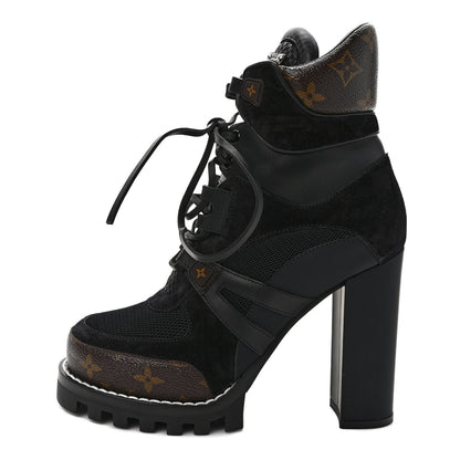 Louis Vuitton Patent Calfskin Monogram Star Trail Ankle Boots 39 Black 1 of 7
