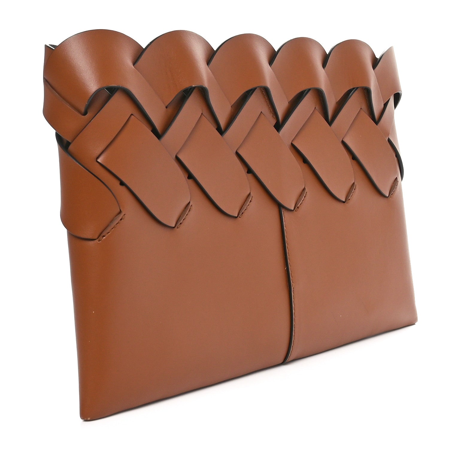 Prada Vitello Intreccio Tress Clutch Cognac Black 3 of 11